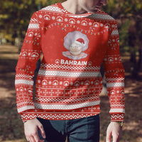 Bahrain Christmas Ugly Christmas Sweater with Pearl Shell Design Red Snowflake Pattern and Holiday Lights - Wonder Print Shop