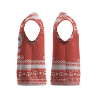 Bahrain Christmas Knitted V-Neck Vest with Pearl Shell Design Red Snowflake Pattern and Holiday Lights - Wonder Print Shop