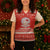 Bahrain Christmas Knitted V-Neck Vest with Pearl Shell Design Red Snowflake Pattern and Holiday Lights - Wonder Print Shop
