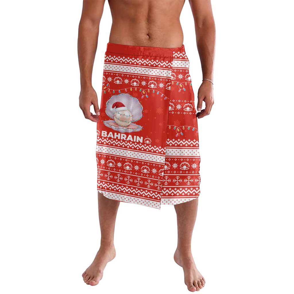 Bahrain Christmas Lavalava with Pearl Shell Design Red Snowflake Pattern and Holiday Lights - Wonder Print Shop