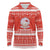 Bahrain Christmas Long Sleeve Polo Shirt with Pearl Shell Design Red Snowflake Pattern and Holiday Lights - Wonder Print Shop