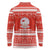 Bahrain Christmas Long Sleeve Polo Shirt with Pearl Shell Design Red Snowflake Pattern and Holiday Lights - Wonder Print Shop