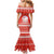 Bahrain Christmas Mermaid Dress with Pearl Shell Design Red Snowflake Pattern and Holiday Lights - Wonder Print Shop