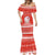 Bahrain Christmas Mermaid Dress with Pearl Shell Design Red Snowflake Pattern and Holiday Lights - Wonder Print Shop