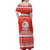 Bahrain Christmas Off Shoulder Maxi Dress with Pearl Shell Design Red Snowflake Pattern and Holiday Lights - Wonder Print Shop