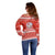 Bahrain Christmas Off Shoulder Sweater with Pearl Shell Design Red Snowflake Pattern and Holiday Lights - Wonder Print Shop