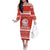 Bahrain Christmas Off The Shoulder Long Sleeve Dress with Pearl Shell Design Red Snowflake Pattern and Holiday Lights - Wonder Print Shop