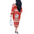 Bahrain Christmas Off The Shoulder Long Sleeve Dress with Pearl Shell Design Red Snowflake Pattern and Holiday Lights - Wonder Print Shop