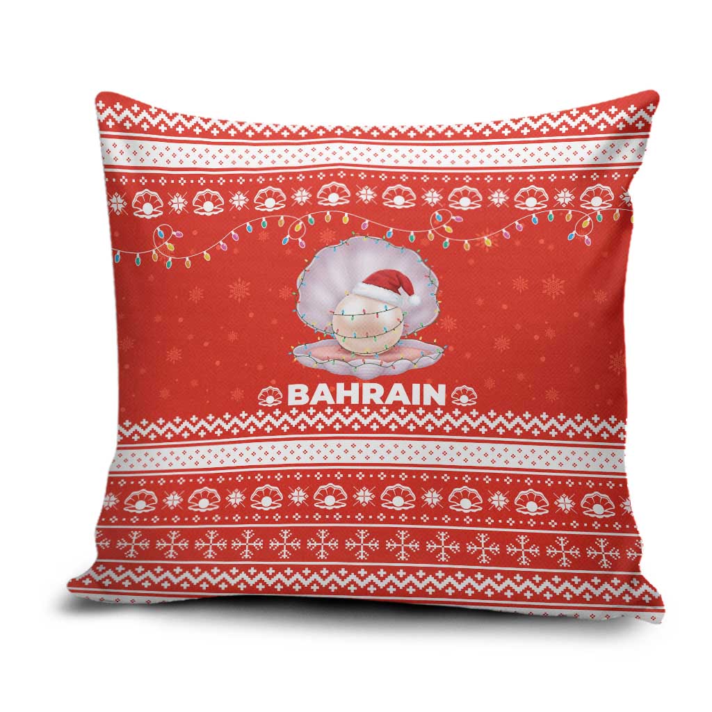 Bahrain Christmas Pillow Cover with Pearl Shell Design Red Snowflake Pattern and Holiday Lights - Wonder Print Shop