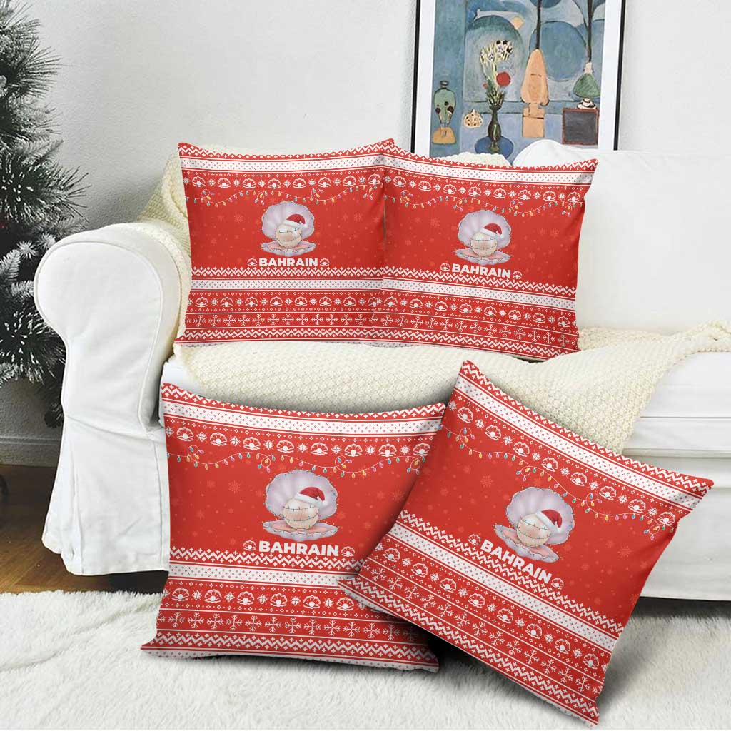 Bahrain Christmas Pillow Cover with Pearl Shell Design Red Snowflake Pattern and Holiday Lights - Wonder Print Shop