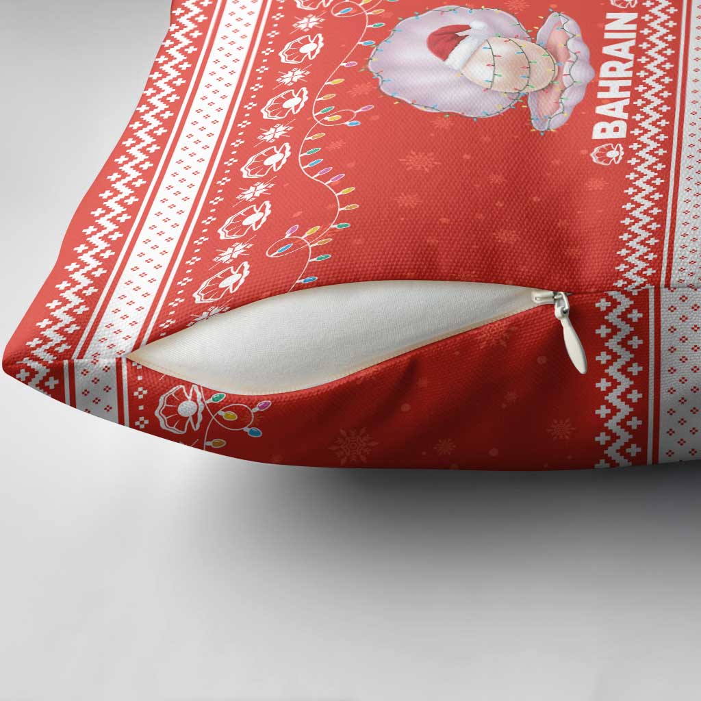 Bahrain Christmas Pillow Cover with Pearl Shell Design Red Snowflake Pattern and Holiday Lights - Wonder Print Shop