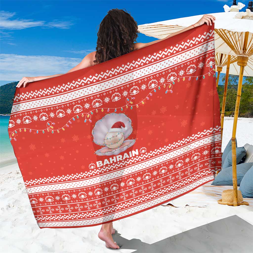 Bahrain Christmas Sarong with Pearl Shell Design Red Snowflake Pattern and Holiday Lights - Wonder Print Shop