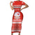 Bahrain Christmas Short Sleeve Bodycon Dress with Pearl Shell Design Red Snowflake Pattern and Holiday Lights - Wonder Print Shop