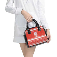 Bahrain Christmas Shoulder Handbag with Pearl Shell Design Red Snowflake Pattern and Holiday Lights - Wonder Print Shop