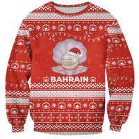 Bahrain Christmas Sweatshirt with Pearl Shell Design Red Snowflake Pattern and Holiday Lights - Wonder Print Shop
