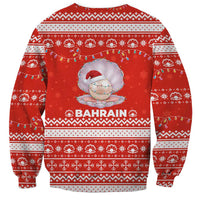 Bahrain Christmas Sweatshirt with Pearl Shell Design Red Snowflake Pattern and Holiday Lights - Wonder Print Shop