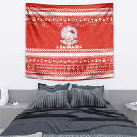 Bahrain Christmas Tapestry with Pearl Shell Design Red Snowflake Pattern and Holiday Lights - Wonder Print Shop