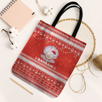 Bahrain Christmas Tote Bag with Pearl Shell Design Red Snowflake Pattern and Holiday Lights - Wonder Print Shop