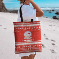 Bahrain Christmas Tote Bag with Pearl Shell Design Red Snowflake Pattern and Holiday Lights - Wonder Print Shop