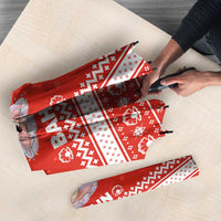 Bahrain Christmas Umbrella with Pearl Shell Design Red Snowflake Pattern and Holiday Lights - Wonder Print Shop