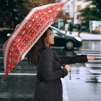 Bahrain Christmas Umbrella with Pearl Shell Design Red Snowflake Pattern and Holiday Lights - Wonder Print Shop