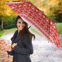 Bahrain Christmas Umbrella with Pearl Shell Design Red Snowflake Pattern and Holiday Lights - Wonder Print Shop