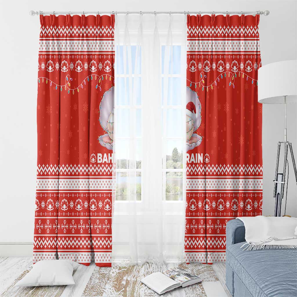 Bahrain Christmas Window Curtain with Pearl Shell Design Red Snowflake Pattern and Holiday Lights - Wonder Print Shop