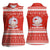 Bahrain Christmas Women Sleeveless Polo Shirt with Pearl Shell Design Red Snowflake Pattern and Holiday Lights - Wonder Print Shop