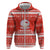 Bahrain Christmas Zip Hoodie with Pearl Shell Design Red Snowflake Pattern and Holiday Lights - Wonder Print Shop