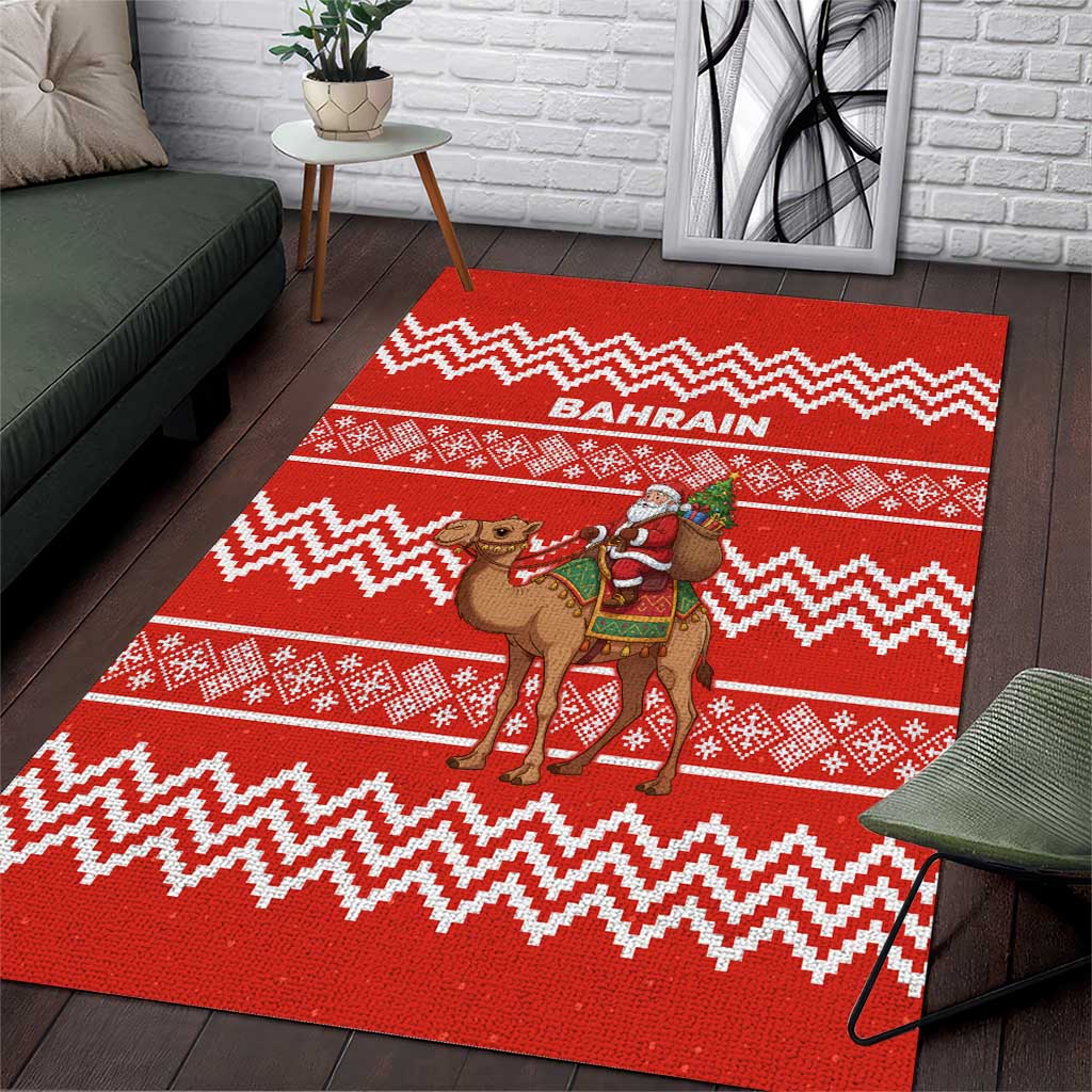 Bahrain Christmas Area Rug with Santa Riding Camel Red Geometric Pattern and Festive Design - Wonder Print Shop