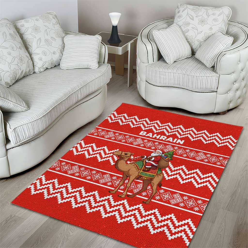 Bahrain Christmas Area Rug with Santa Riding Camel Red Geometric Pattern and Festive Design - Wonder Print Shop