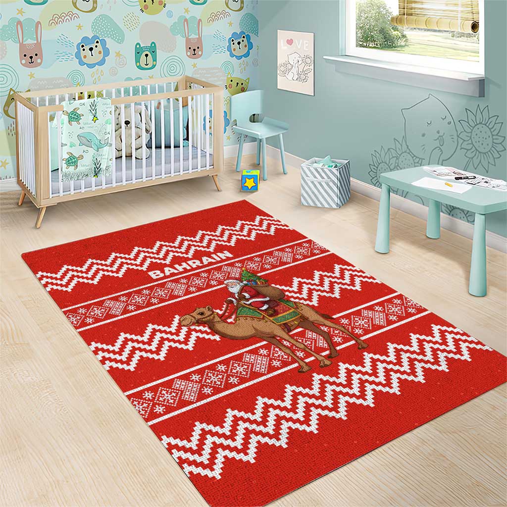 Bahrain Christmas Area Rug with Santa Riding Camel Red Geometric Pattern and Festive Design - Wonder Print Shop
