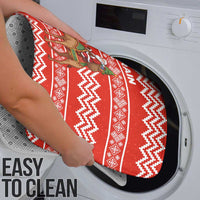 Bahrain Christmas Bathroom Set with Santa Riding Camel Red Geometric Pattern and Festive Design - Wonder Print Shop