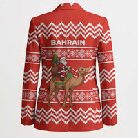 Bahrain Christmas Blazer with Santa Riding Camel Red Geometric Pattern and Festive Design - Wonder Print Shop