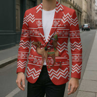 Bahrain Christmas Blazer with Santa Riding Camel Red Geometric Pattern and Festive Design - Wonder Print Shop