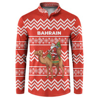 Bahrain Christmas Button Sweatshirt with Santa Riding Camel Red Geometric Pattern and Festive Design - Wonder Print Shop