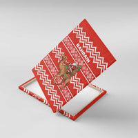 Bahrain Christmas Canvas Wall Art with Santa Riding Camel Red Geometric Pattern and Festive Design - Wonder Print Shop