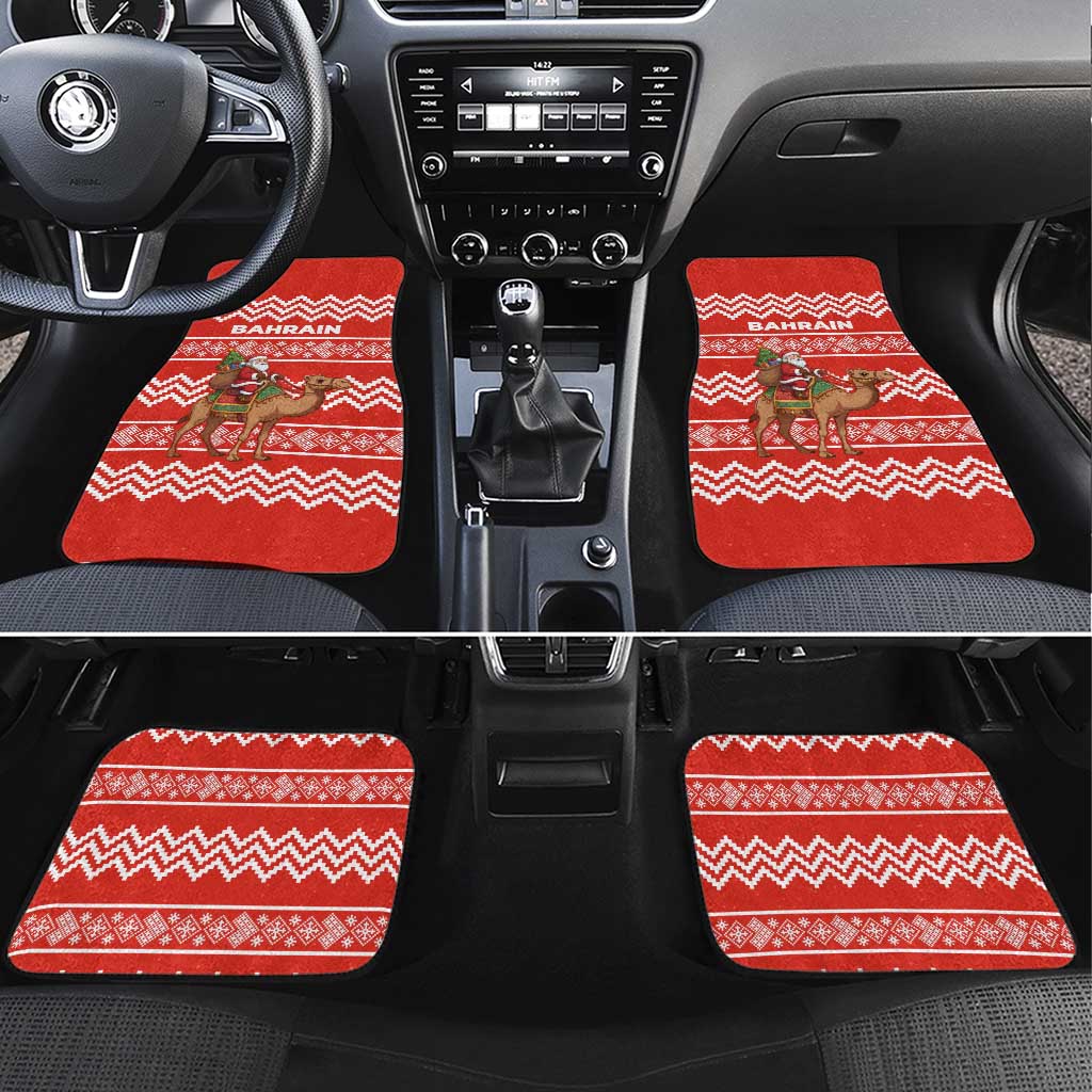 Bahrain Christmas Car Mats with Santa Riding Camel Red Geometric Pattern and Festive Design - Wonder Print Shop