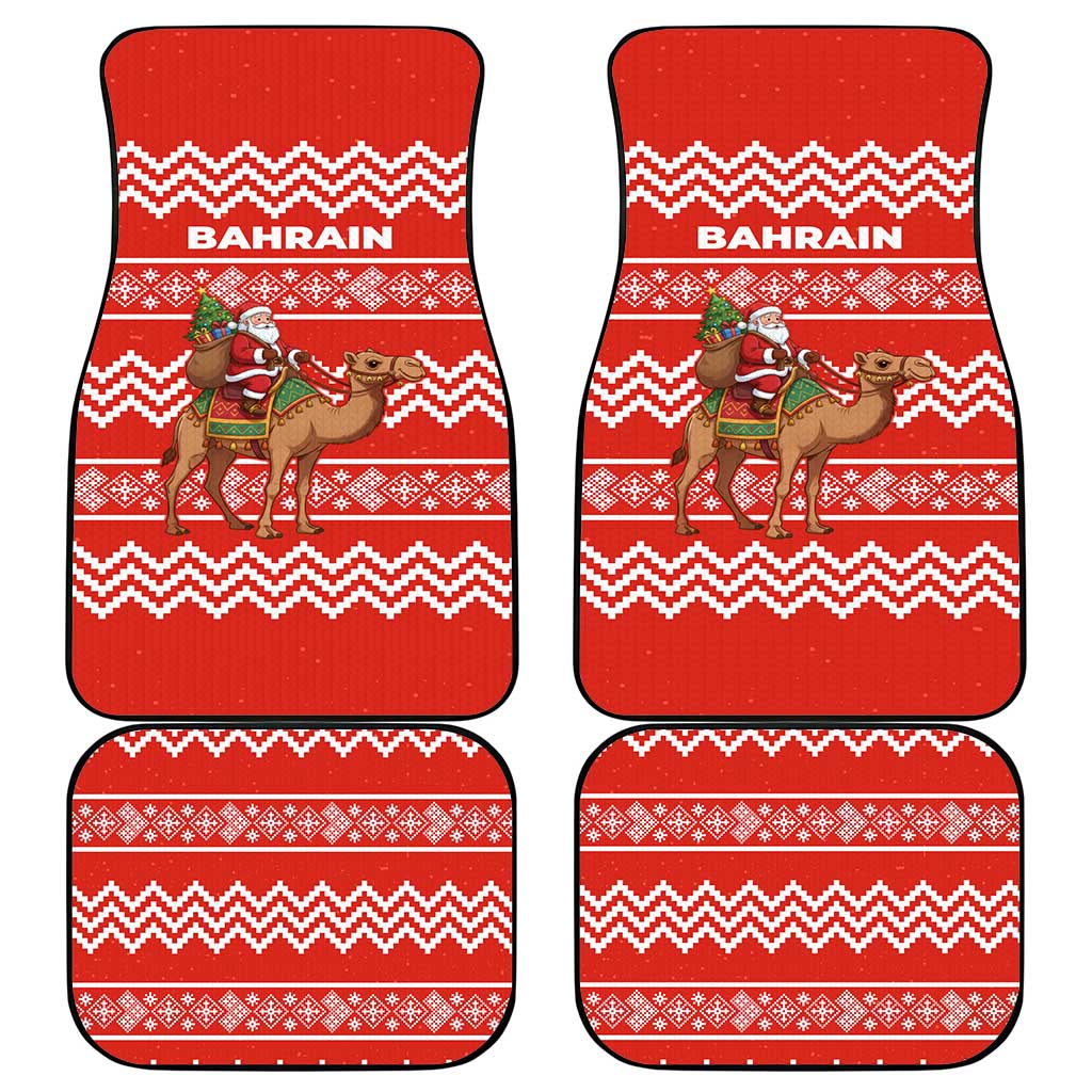 Bahrain Christmas Car Mats with Santa Riding Camel Red Geometric Pattern and Festive Design - Wonder Print Shop