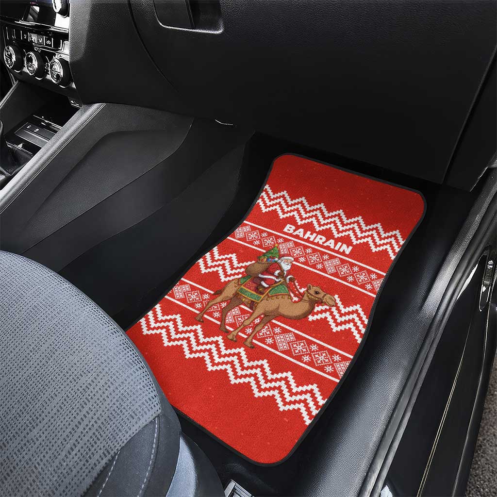 Bahrain Christmas Car Mats with Santa Riding Camel Red Geometric Pattern and Festive Design - Wonder Print Shop