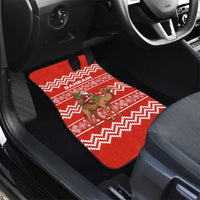 Bahrain Christmas Car Mats with Santa Riding Camel Red Geometric Pattern and Festive Design - Wonder Print Shop