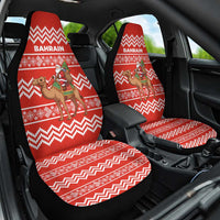 Bahrain Christmas Car Seat Cover with Santa Riding Camel Red Geometric Pattern and Festive Design - Wonder Print Shop