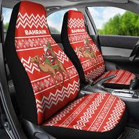 Bahrain Christmas Car Seat Cover with Santa Riding Camel Red Geometric Pattern and Festive Design - Wonder Print Shop