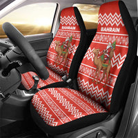 Bahrain Christmas Car Seat Cover with Santa Riding Camel Red Geometric Pattern and Festive Design - Wonder Print Shop