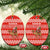 Bahrain Christmas Ceramic Ornament with Santa Riding Camel Red Geometric Pattern and Festive Design - Wonder Print Shop