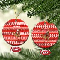 Bahrain Christmas Ceramic Ornament with Santa Riding Camel Red Geometric Pattern and Festive Design - Wonder Print Shop