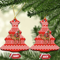 Bahrain Christmas Ceramic Ornament with Santa Riding Camel Red Geometric Pattern and Festive Design - Wonder Print Shop
