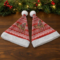 Bahrain Christmas Santa Hat with Santa Riding Camel Red Geometric Pattern and Festive Design - Wonder Print Shop