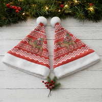 Bahrain Christmas Santa Hat with Santa Riding Camel Red Geometric Pattern and Festive Design - Wonder Print Shop