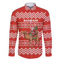 Bahrain Christmas Family Matching Short Sleeve Bodycon Dress and Hawaiian Shirt with Santa Riding Camel Red Geometric Pattern and Festive Design - Wonder Print Shop